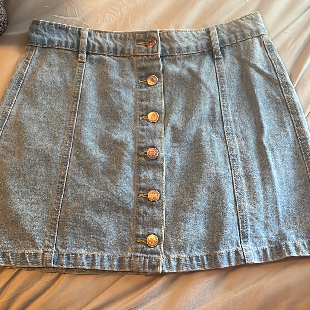 Light Denim Button Up Jean Skirt